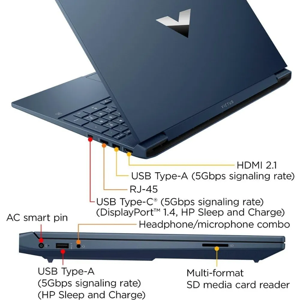 HP Victus 15.6" i7-12650H RTX 4050 16GB RAM 512GB SSD Win11 - Teclado Inglés