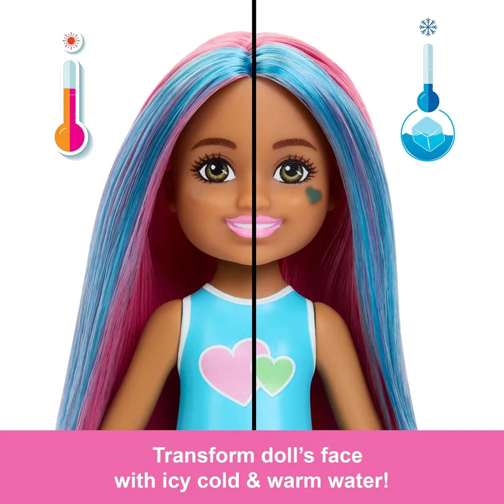 BARBIE CHELSEA POP REVEAL SHAKES MUÑECA CON MASCOTA Y SORPRESAS
