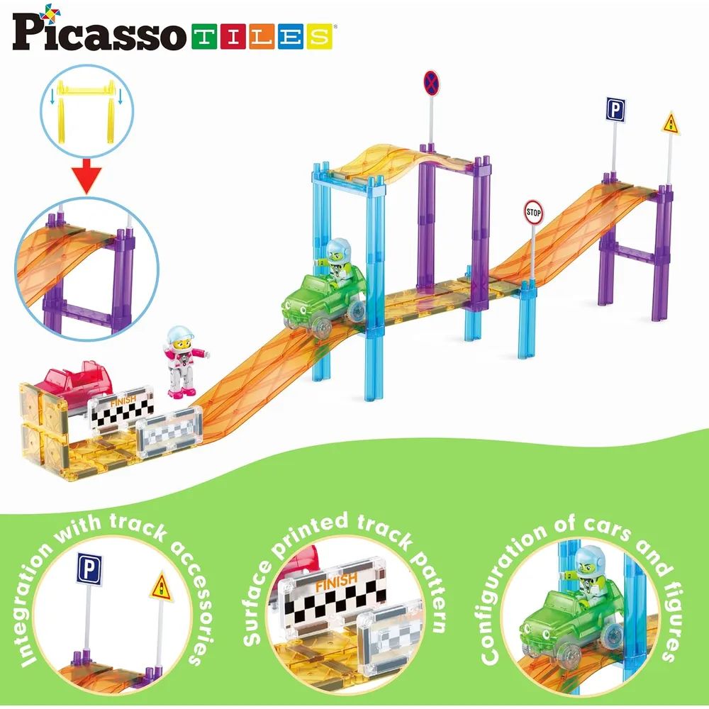 PISTA CARRERAS MAGNÉTICA CON AUTOS Y FIGURAS PICASSOTILES
