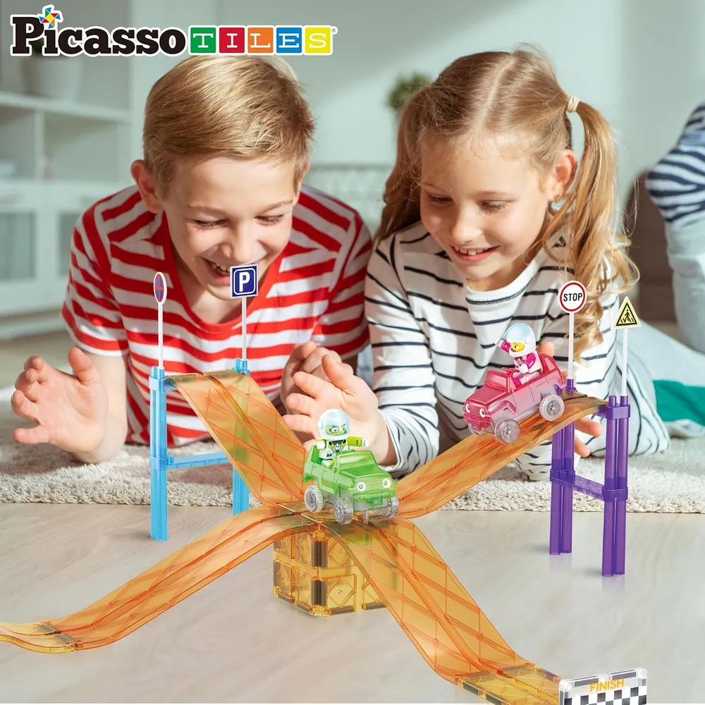 PISTA CARRERAS MAGNÉTICA CON AUTOS Y FIGURAS PICASSOTILES