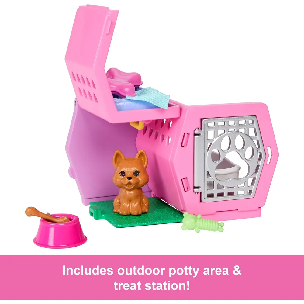 BARBIE CHELSEA PUPPY CARRIER MUÑECA RUBIA CON ACCESORIOS