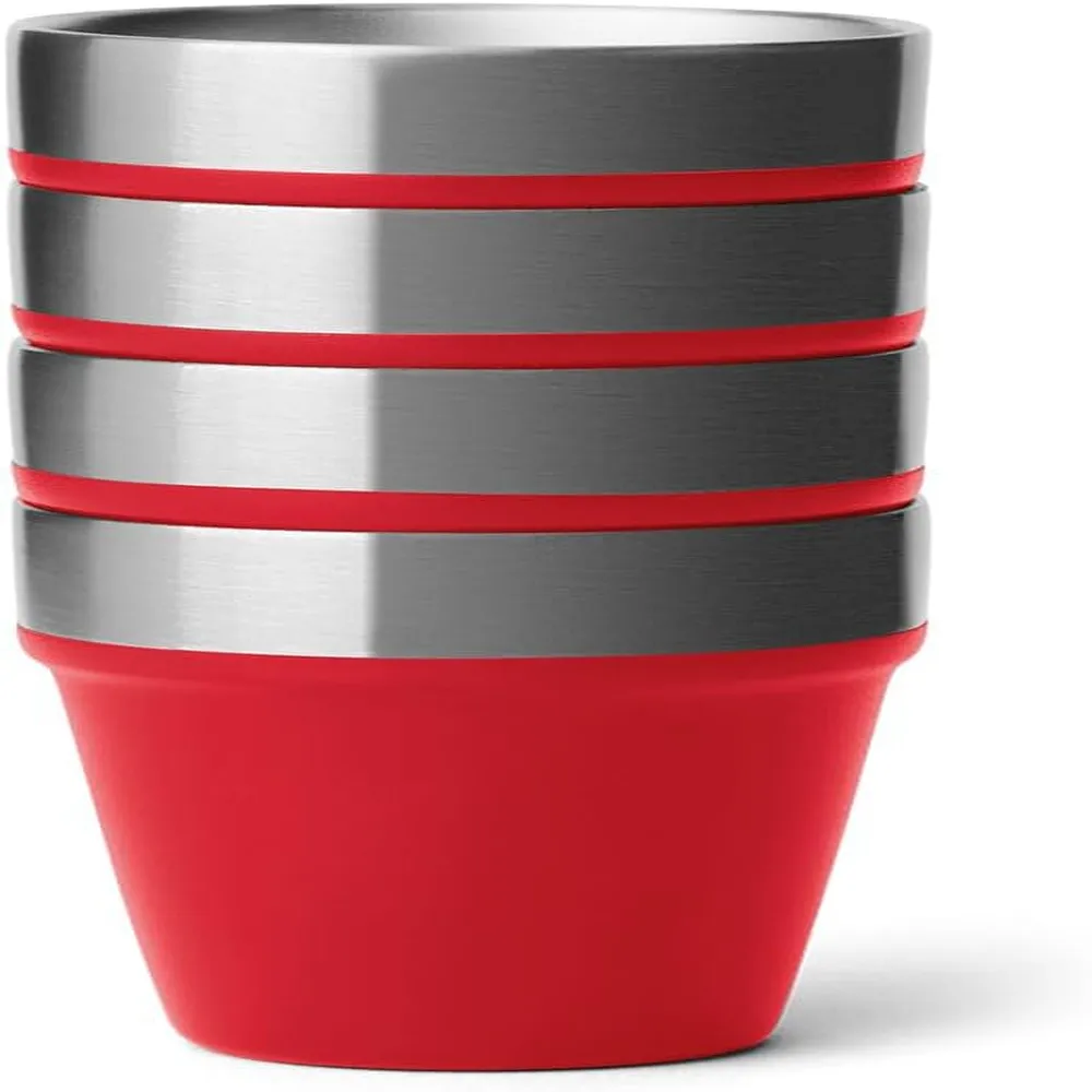 YETI Rambler Juego de 4 vasos de chupito con estuche de transporte color rojo