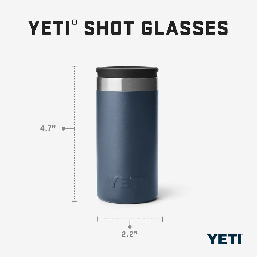 YETI Rambler Juego de 4 vasos de chupito con estuche de transporte color rojo