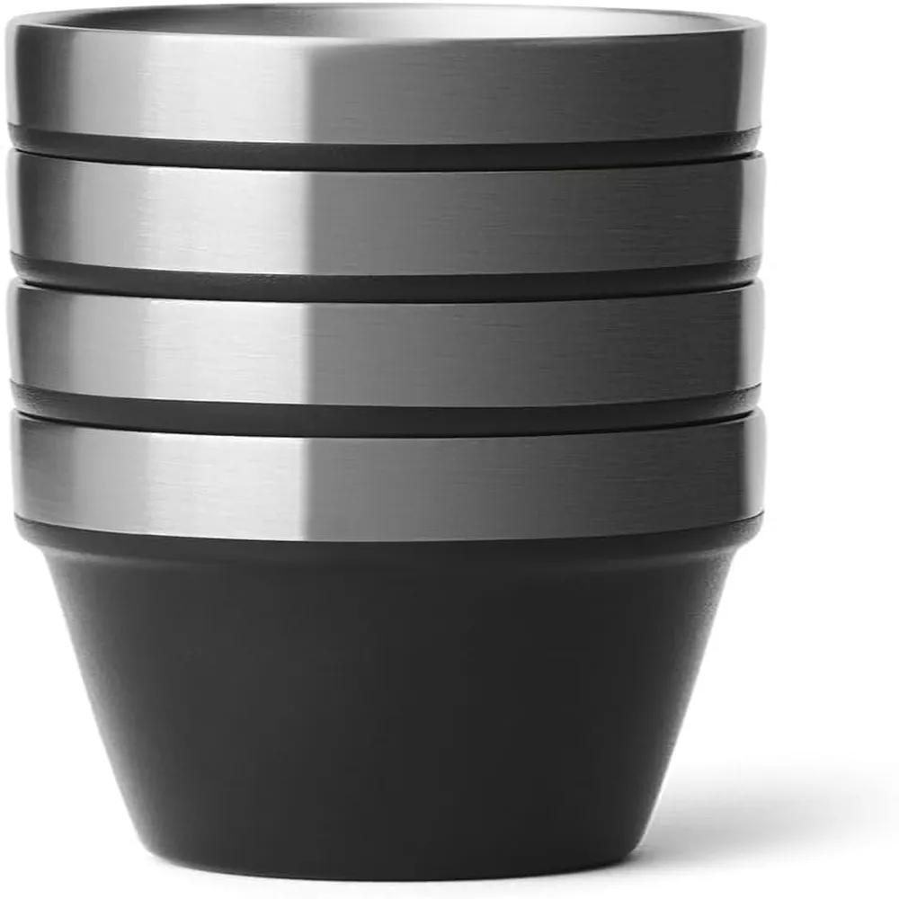 YETI Rambler Juego de 4 vasos de chupito con estuche de transporte color negro