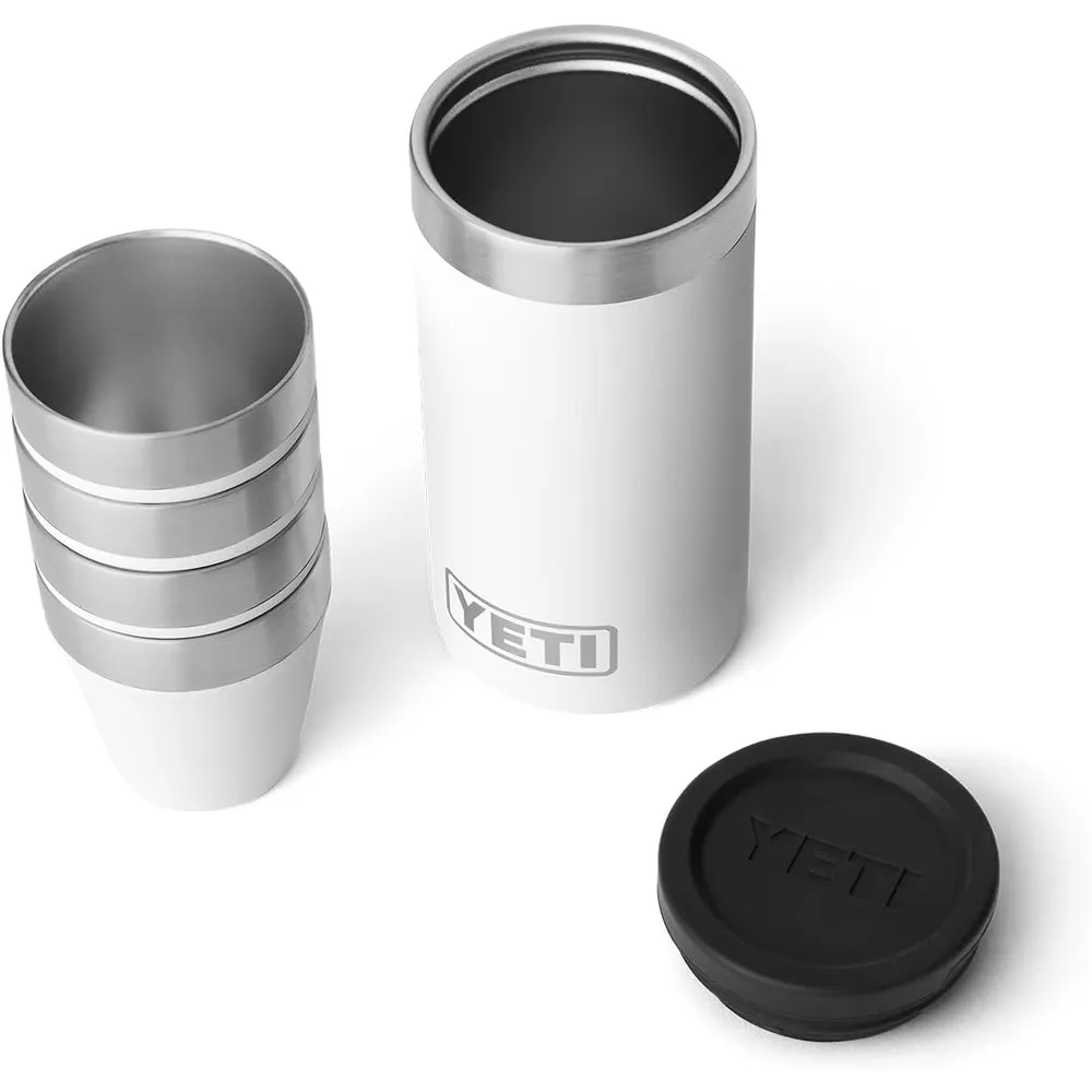 YETI Rambler Juego de 4 vasos de chupito con estuche de transporte color blanco