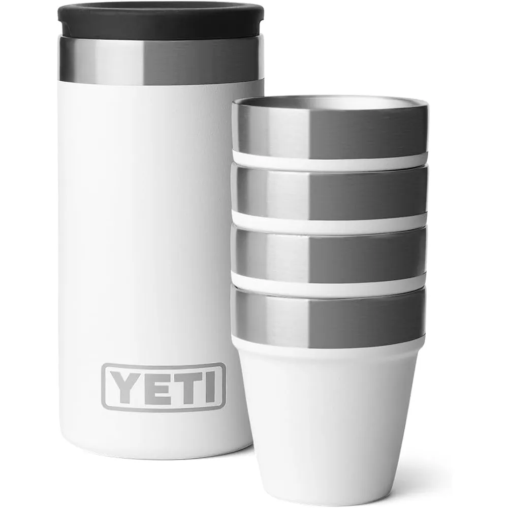YETI Rambler Juego de 4 vasos de chupito con estuche de transporte color blanco
