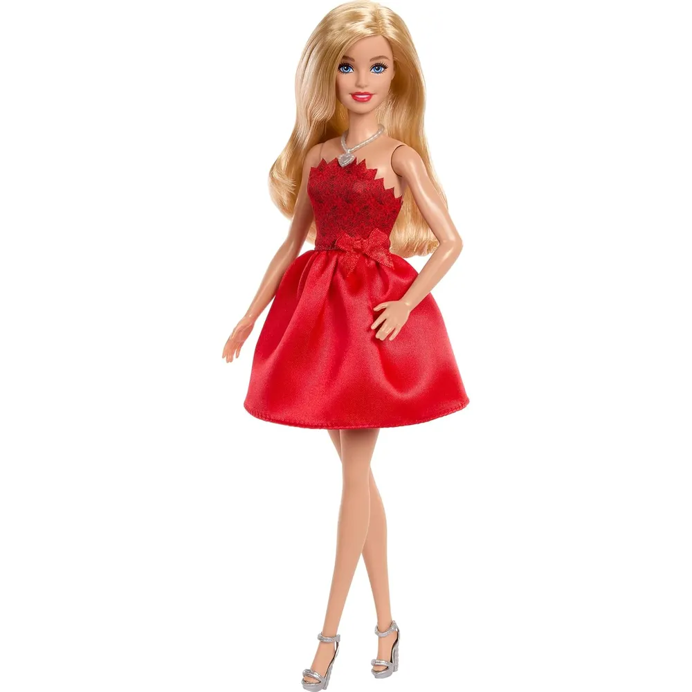 BARBIE 80 ANIVERSARIO MUÑECA RUBIA VESTIDO ROJO