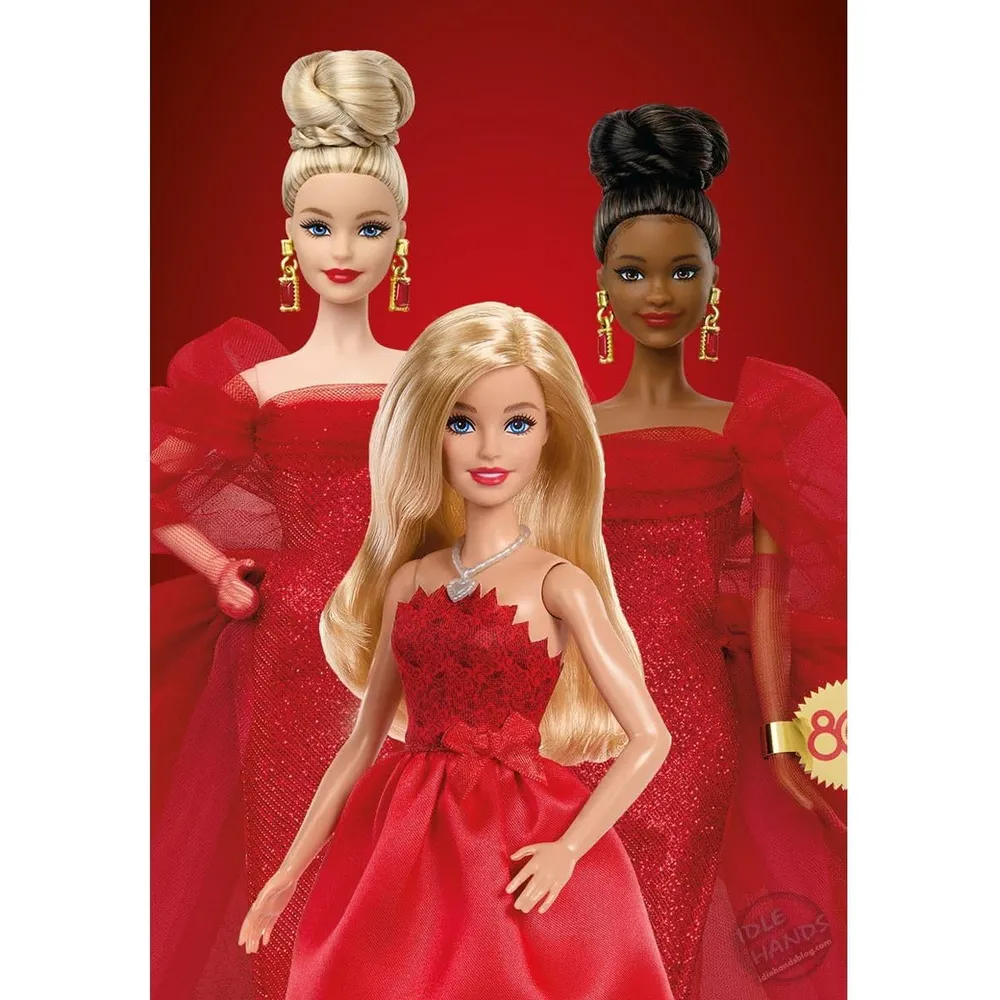 BARBIE 80 ANIVERSARIO MUÑECA RUBIA VESTIDO ROJO