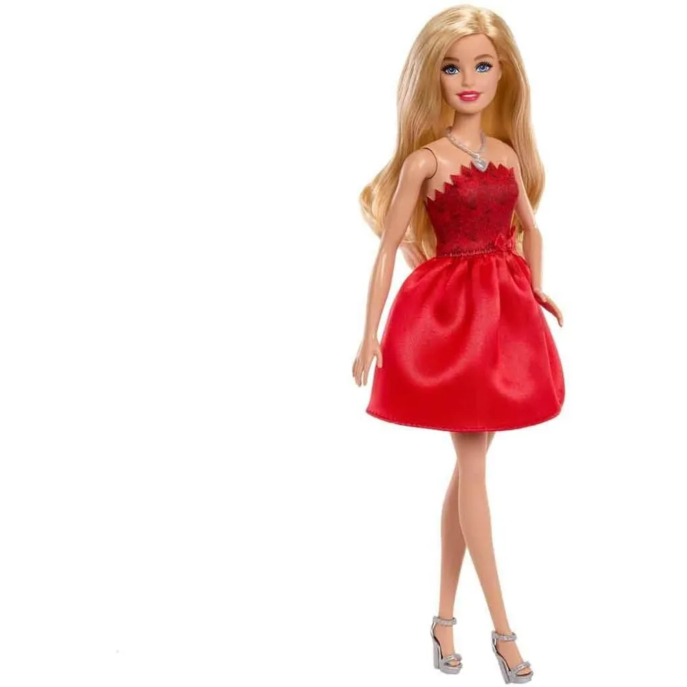 BARBIE 80 ANIVERSARIO MUÑECA RUBIA VESTIDO ROJO