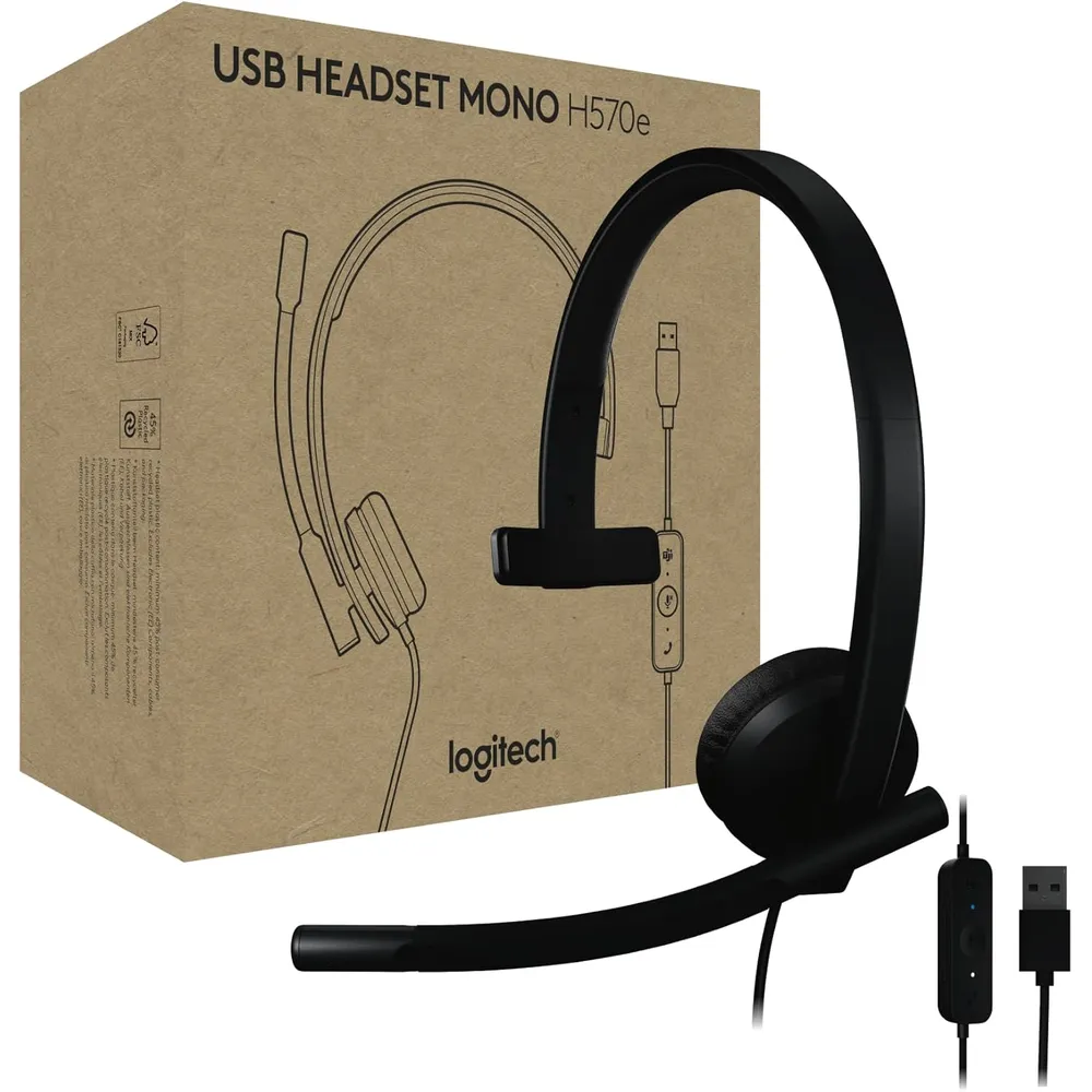 AUDÍFONOS ALÁMBRICOS H570E MONOFÓNICO USB-A LOGITECH | NEGRO