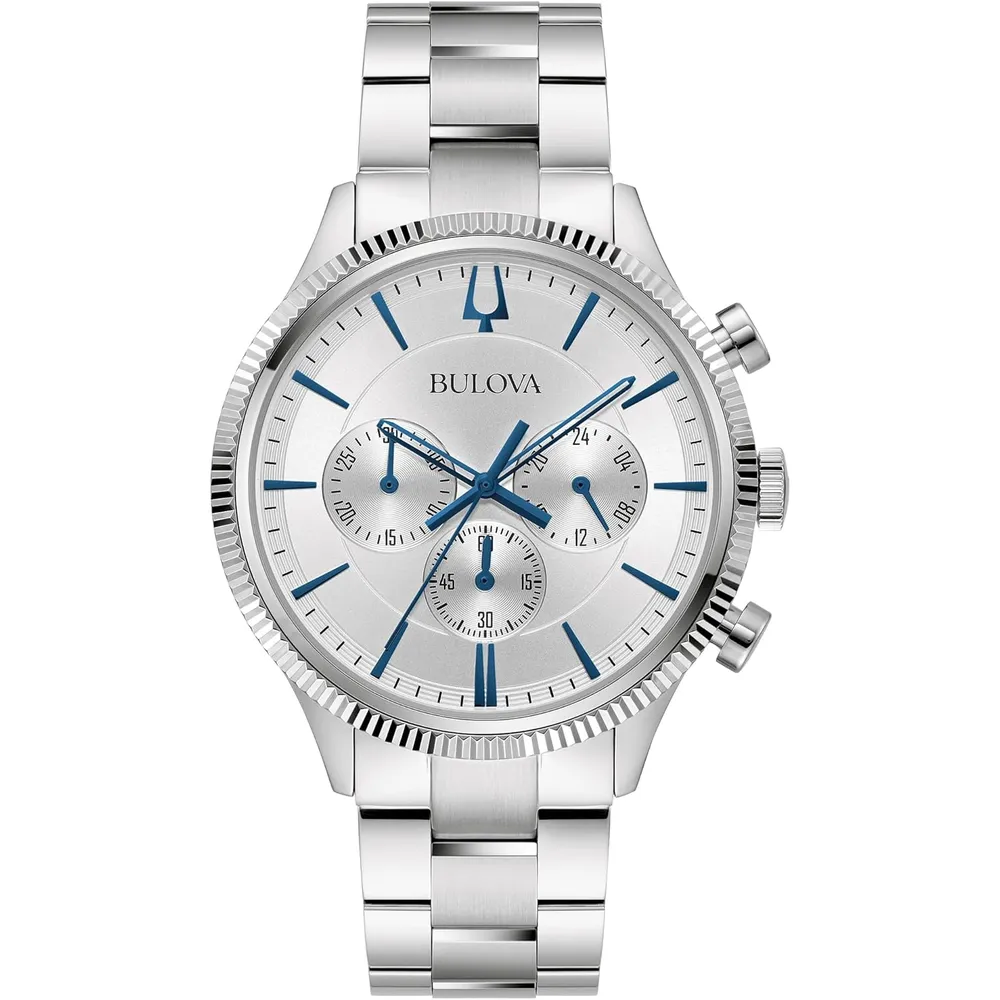 Bulova reloj clásico hombre cronógrafo cuarzo 6 agujas | Plateado