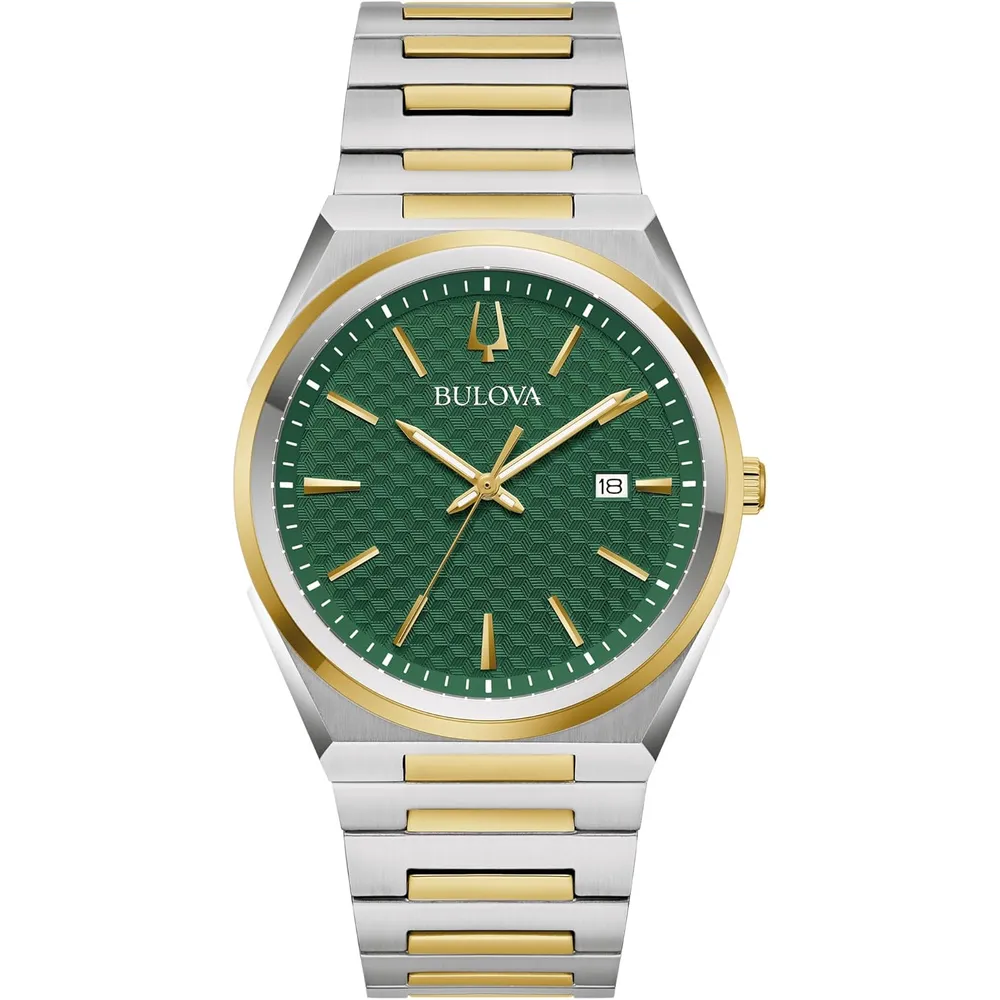 Bulova reloj clásico vestir hombre cuarzo 3 agujas acero | Oro/Plata/Verde