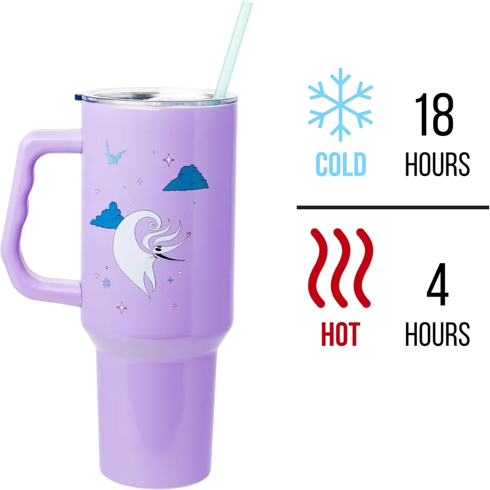 Disney | Vaso de acero inóxidable con asa y pajita de 40 OZ | Jack Purple