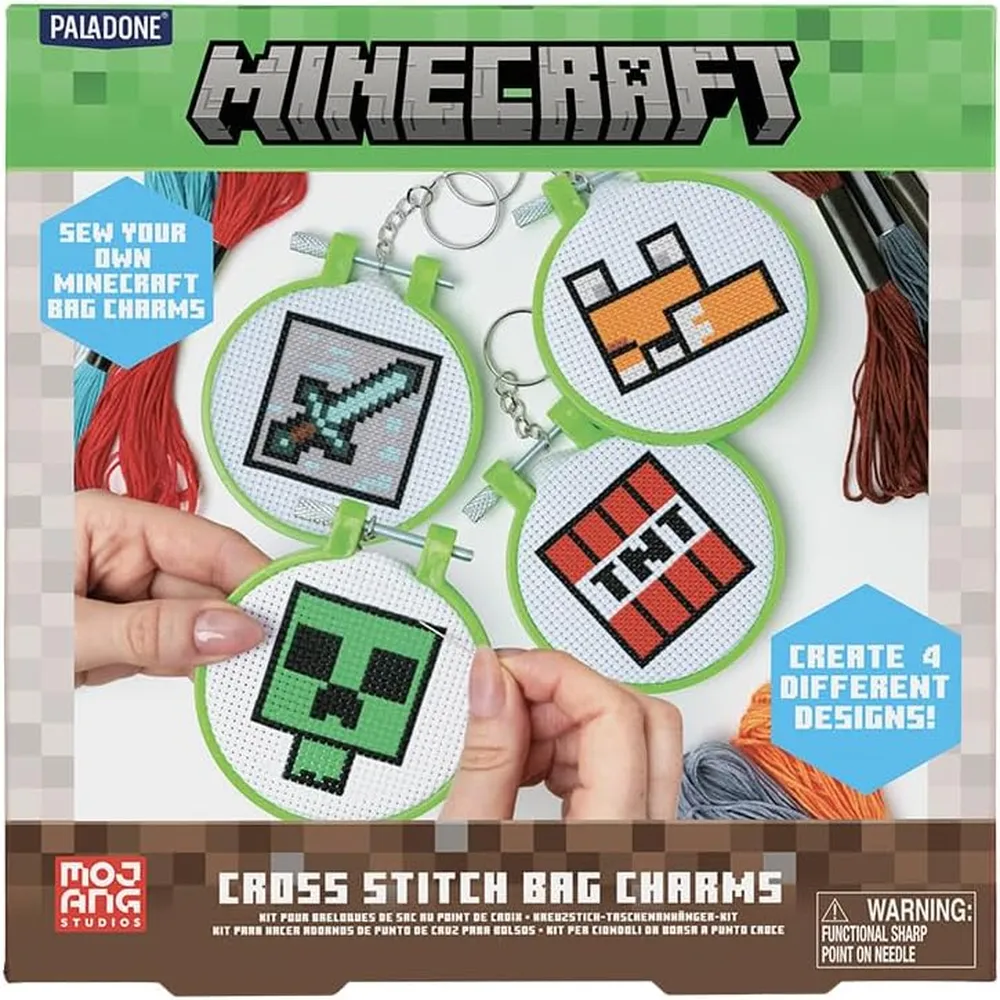 Paladone Minecraft, juego de 4 dijes punto cruz oficial