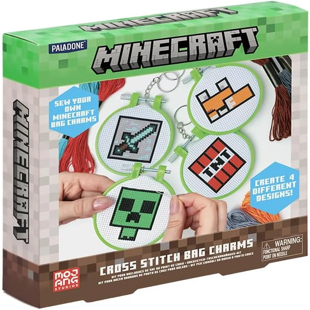 Paladone Minecraft, juego de 4 dijes punto cruz oficial