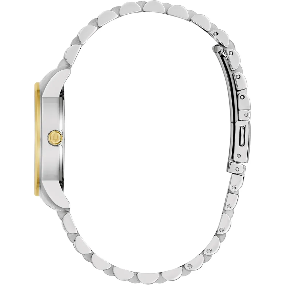 Bulova reloj clásico señora cuarzo 3 agujas diamantes acero | Oro/Plata