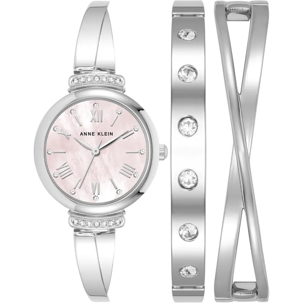 Anne Klein AK/2245 reloj mujer con cristales premium y set de pulseras | 26.5 mm - Plateado/Rosado