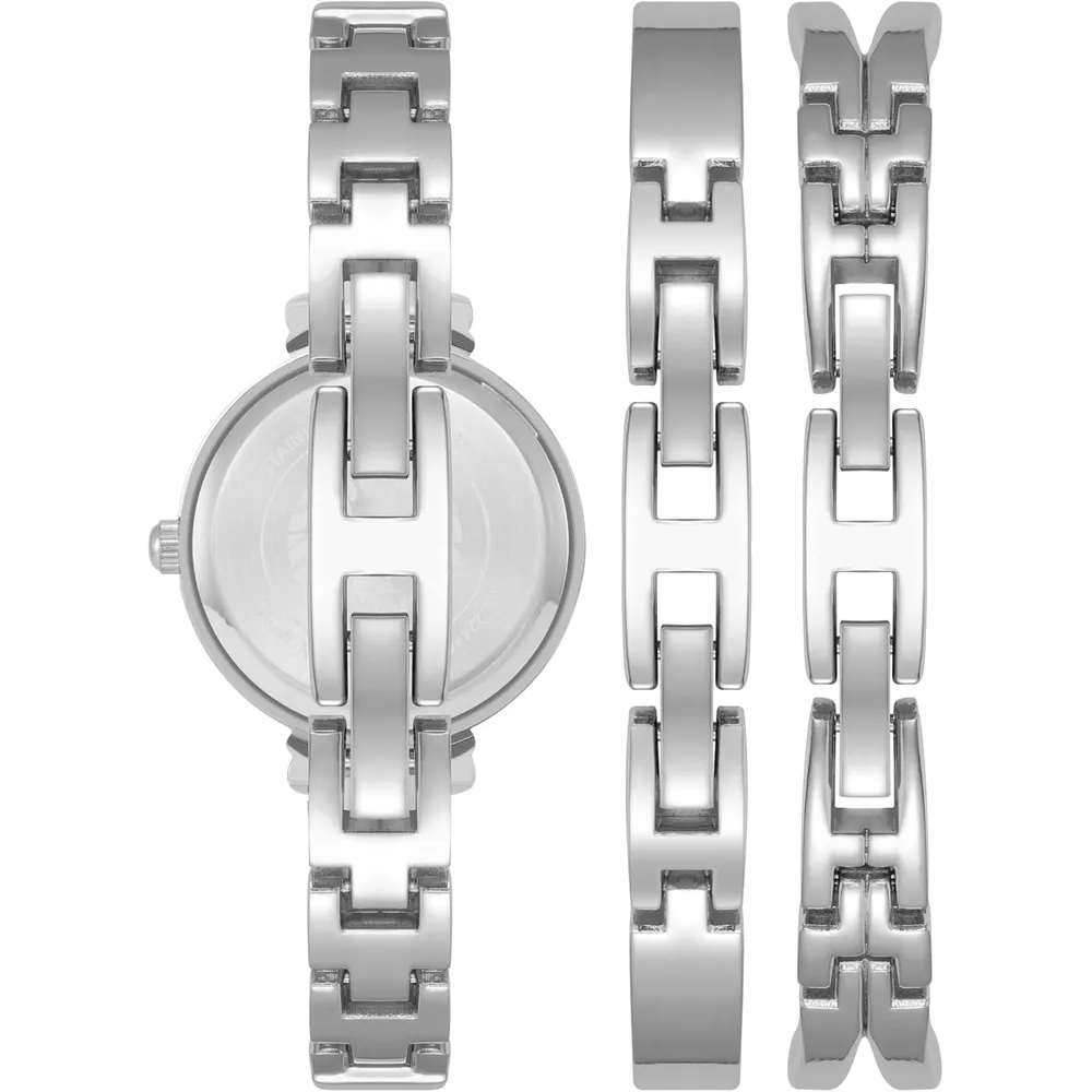 Anne Klein AK/2245 reloj mujer con cristales premium y set de pulseras | 26.5 mm - Plateado/Rosado