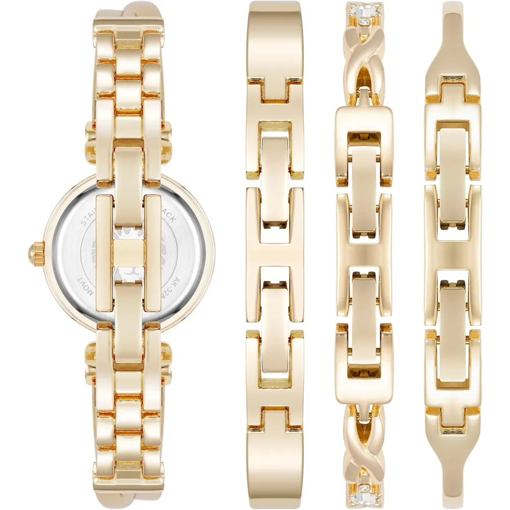 ANNE KLEIN SET PARA MUJER: RELOJ CON CRISTALES Y PULSERAS | 24.5 MM - Dorado/Rojo