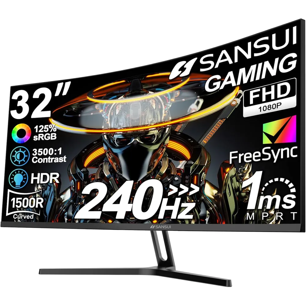 Sansui 32" FHD 240 Hz Curvo 1500R 1 ms FreeSync HDR VESA