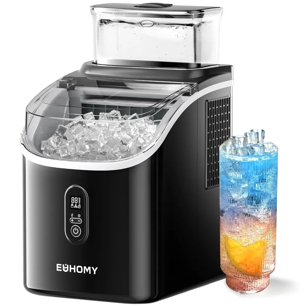 EUHOMY IM-FM MÁQUINA DE HIELO CON TANQUE EXTERNO 34 LB/24H | NEGRO