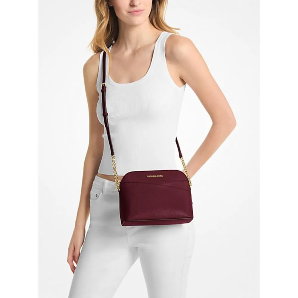 MICHAEL KORS Jet Set Bolso bandolera mediano de cuero | Vino