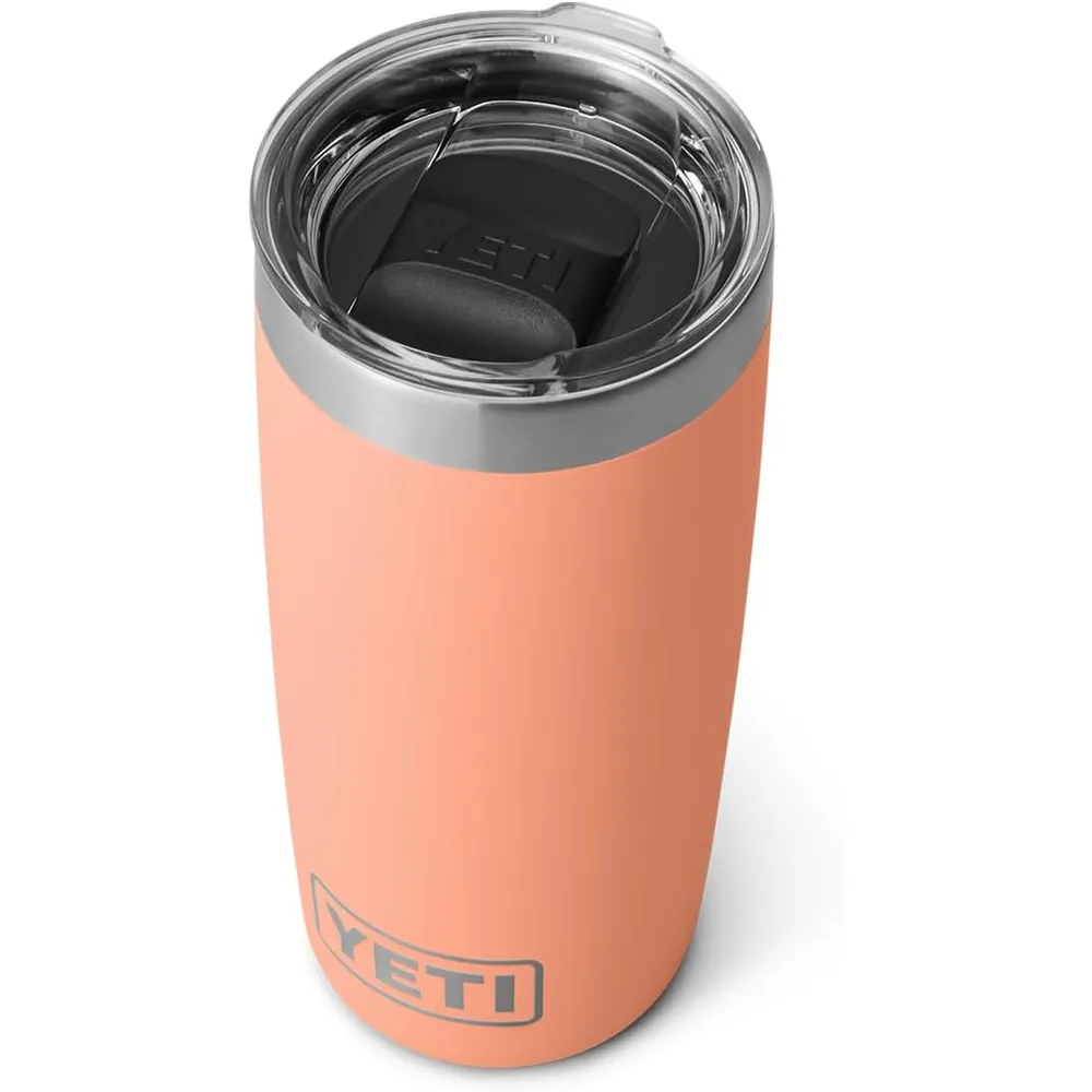 YETI Rambler Vaso de 10 oz de acero inoxidable y tapa MagSlider color melocotón