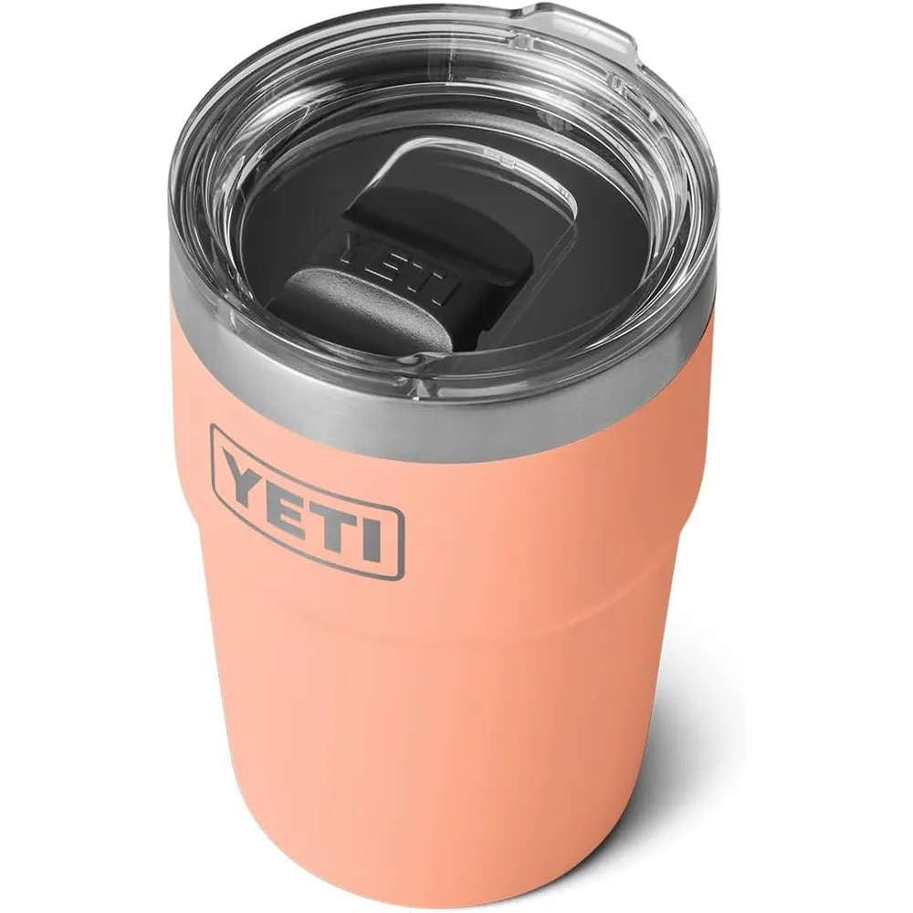 YETI Rambler Vaso de 16 oz de acero inoxidable con tapa MagSlider color melocotón