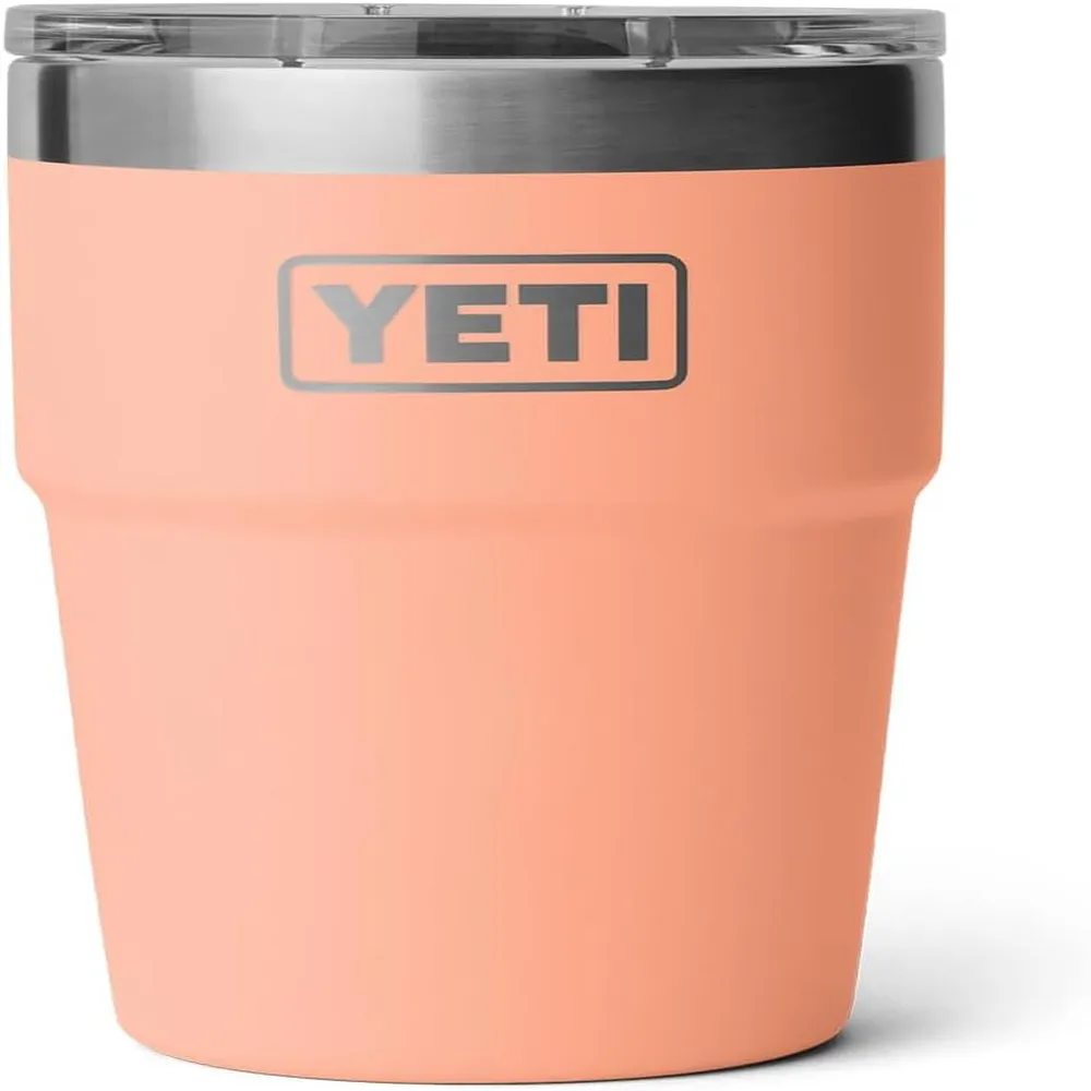 YETI Rambler Vaso de 16 oz de acero inoxidable con tapa MagSlider color melocotón