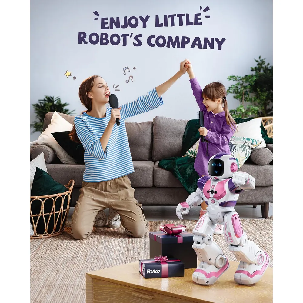 Ruko 6088 robot con sensor de gestos, recargable y programable | Rosado