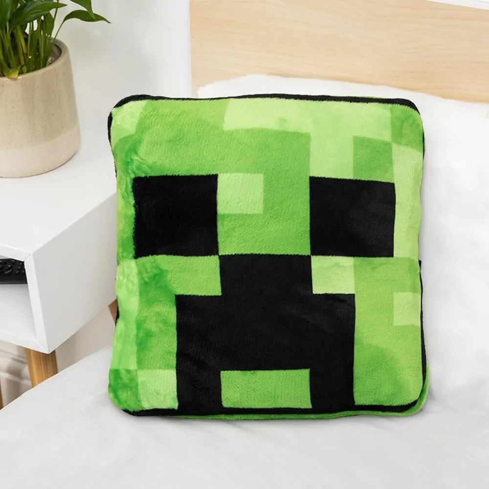 Paladone Minecraft Creeper, manta cojín 2 en 1 oficial