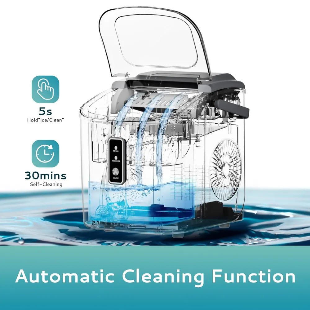EUHOMY IM-18G MÁQUINA DE HIELO DE ENCIMERA CON ASA 26.5 LB/24H | GRIS