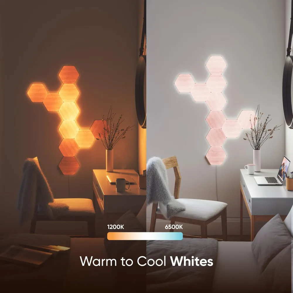 Nanoleaf Elements Paneles LED Hexagonales Madera (Paquete de 13)