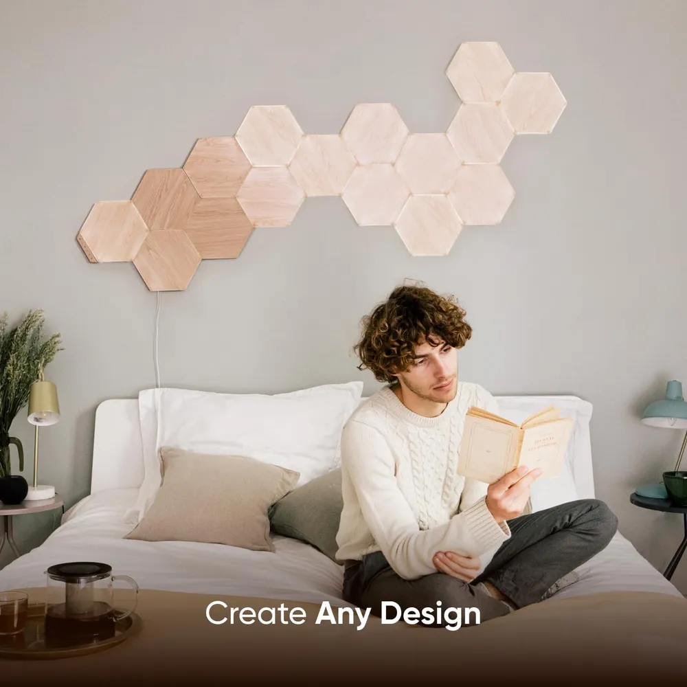 Nanoleaf Elements Paneles LED Hexagonales Madera (Paquete de 13)