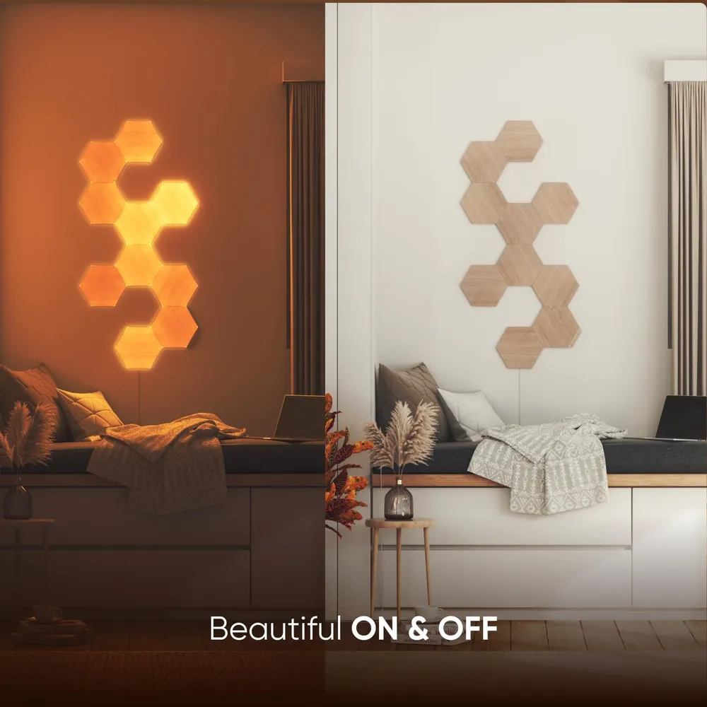 Nanoleaf Elements Paneles LED Hexagonales Madera (Paquete de 13)