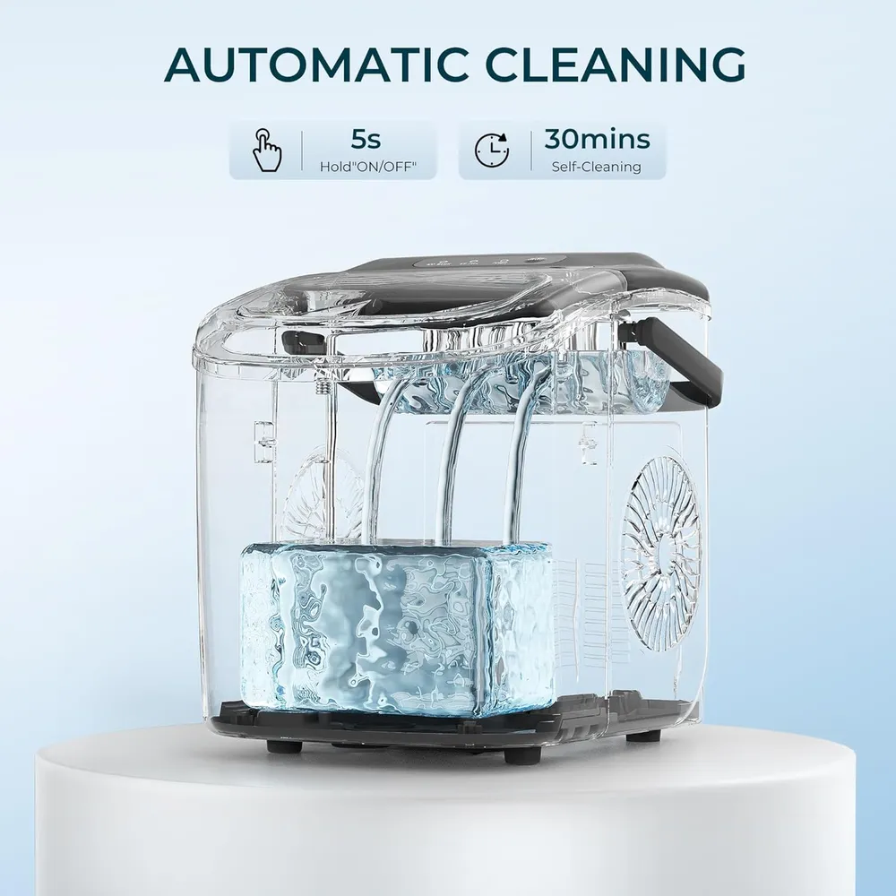 EUHOMY IM-06D-02X-VC MÁQUINA DE HIELO PORTÁTIL 26.4 LB/24H | NEGRO OSCURO