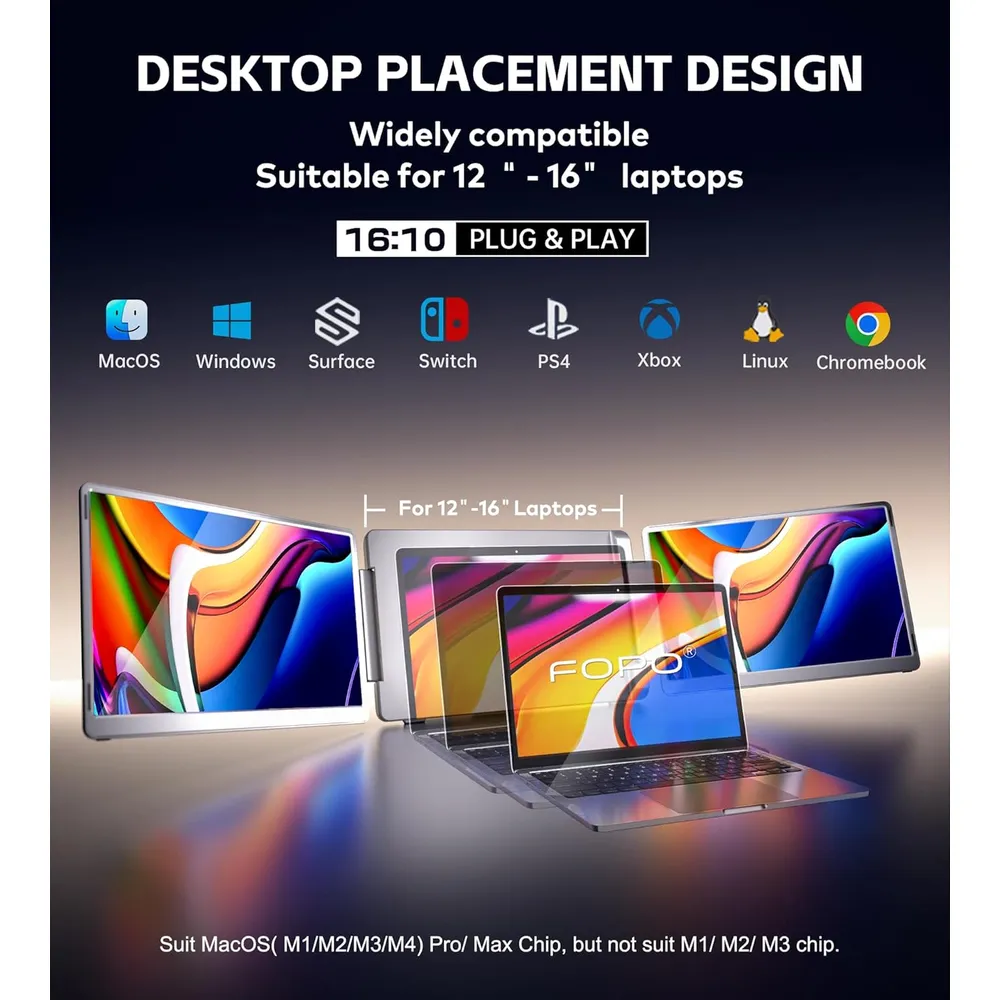 FOPO S7 Extensor Triple Portátil 14" Full HD 1200p
