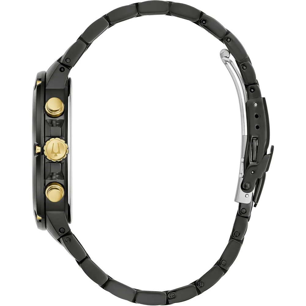 Bulova reloj clásico hombre cronógrafo cuarzo 6 agujas diamantes | Negro