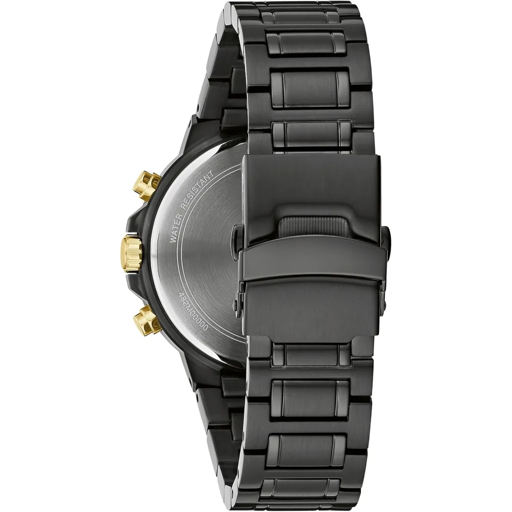 Bulova reloj clásico hombre cronógrafo cuarzo 6 agujas diamantes | Negro