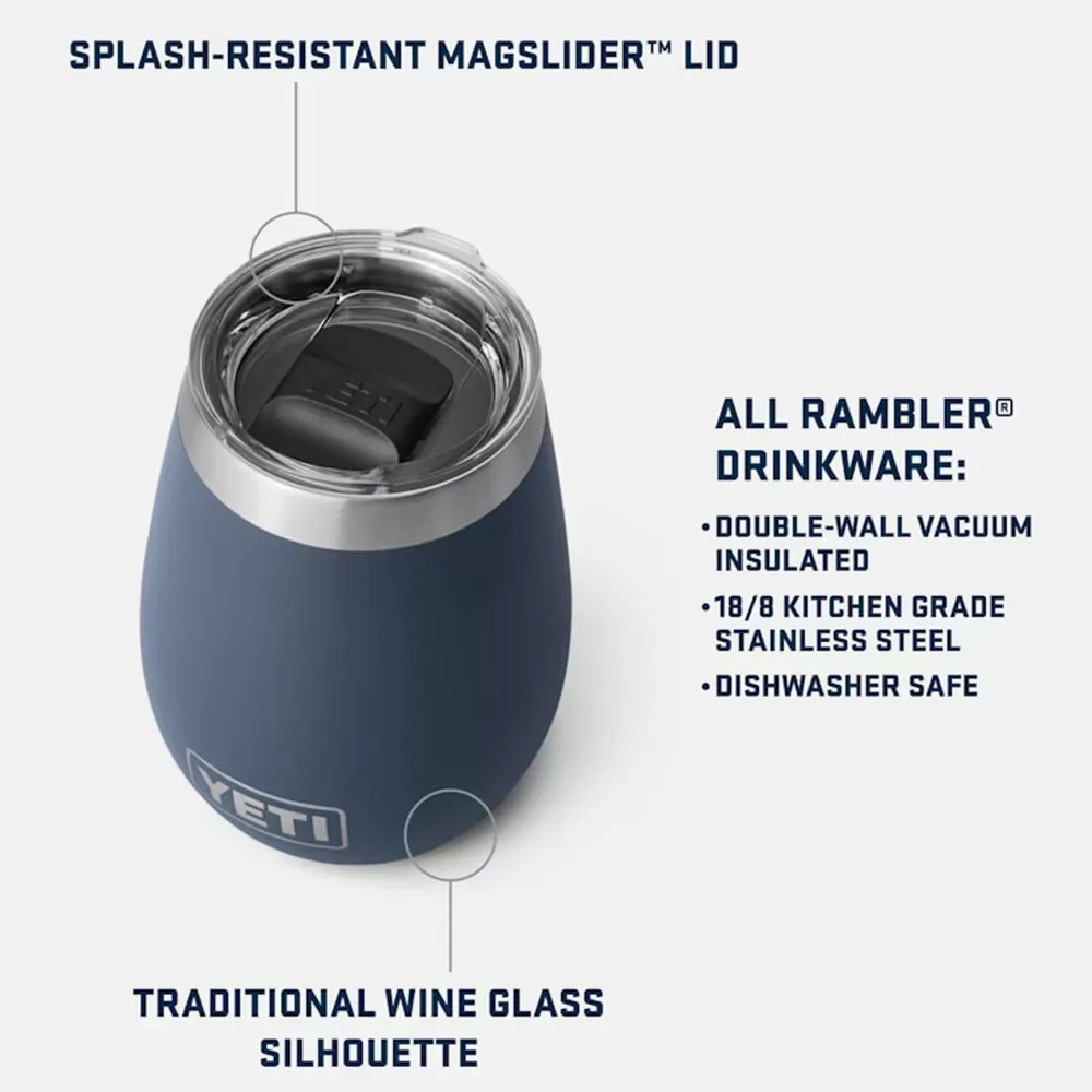 YETI Rambler Vaso de vino de 10 oz de acero inoxidable con tapa MagSlider color crema
