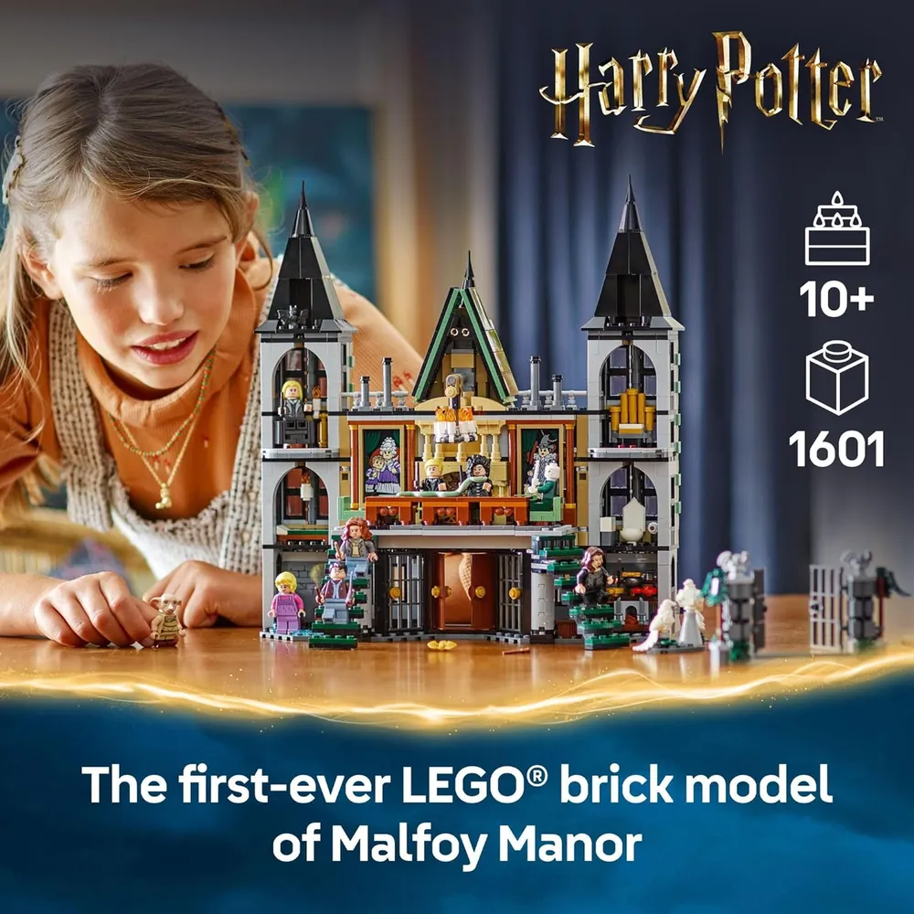 Lego Harry Potter Mansión Malfoy, set de construcción con 9 minifiguras