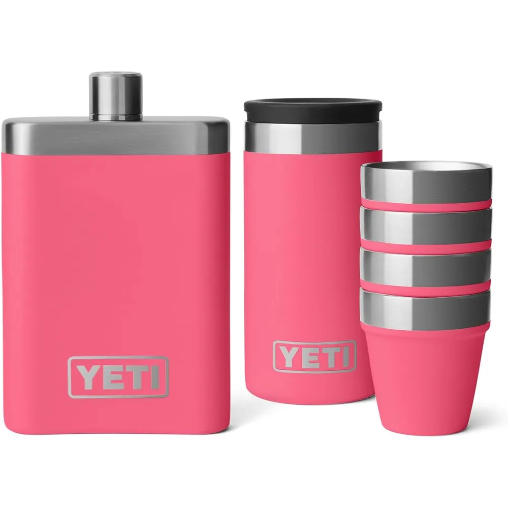 YETI Frasco de 7 oz con juego de vasos de shots a juego color rosado
