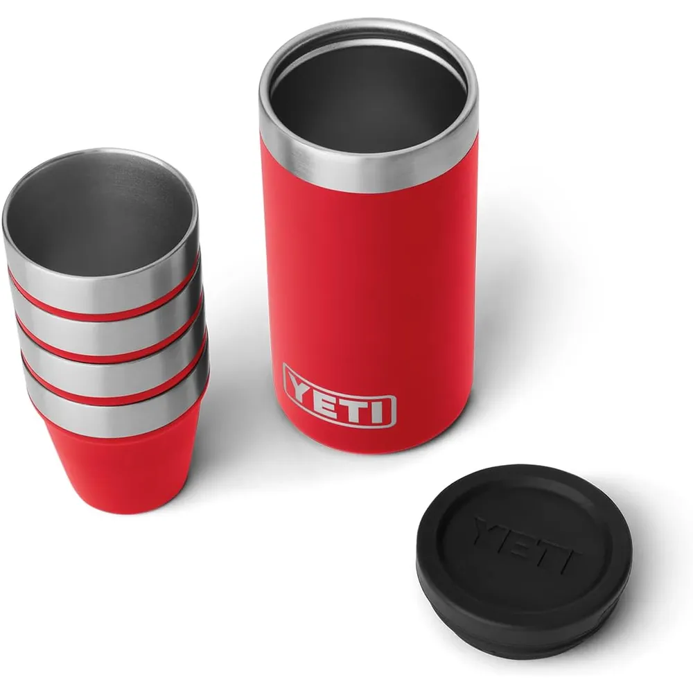 YETI Frasco de 7 oz con juego de vasos de shots a juego color rojo