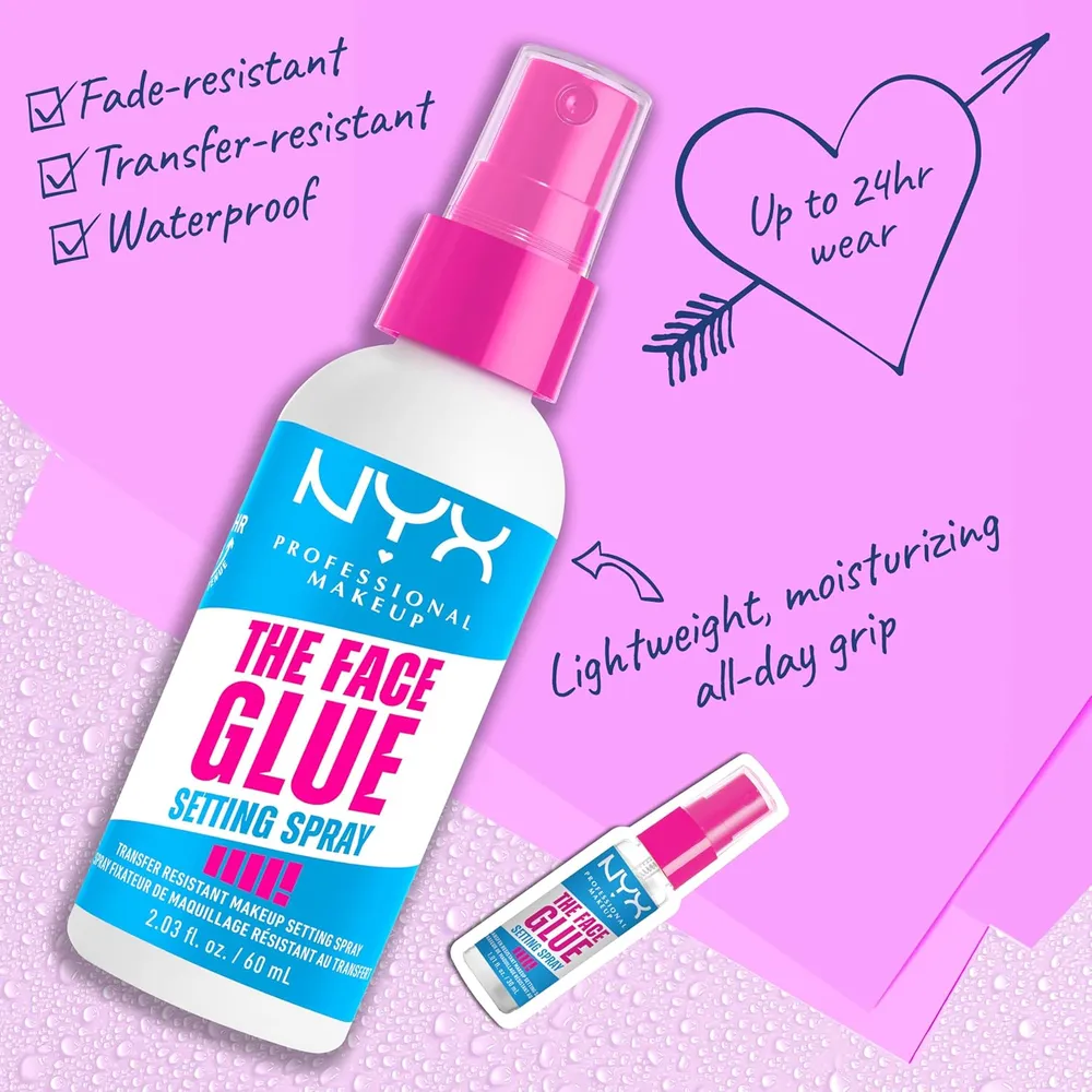 NYX The Face Glue Setting Spray Fijador de Maquillaje | Resistente al Agua