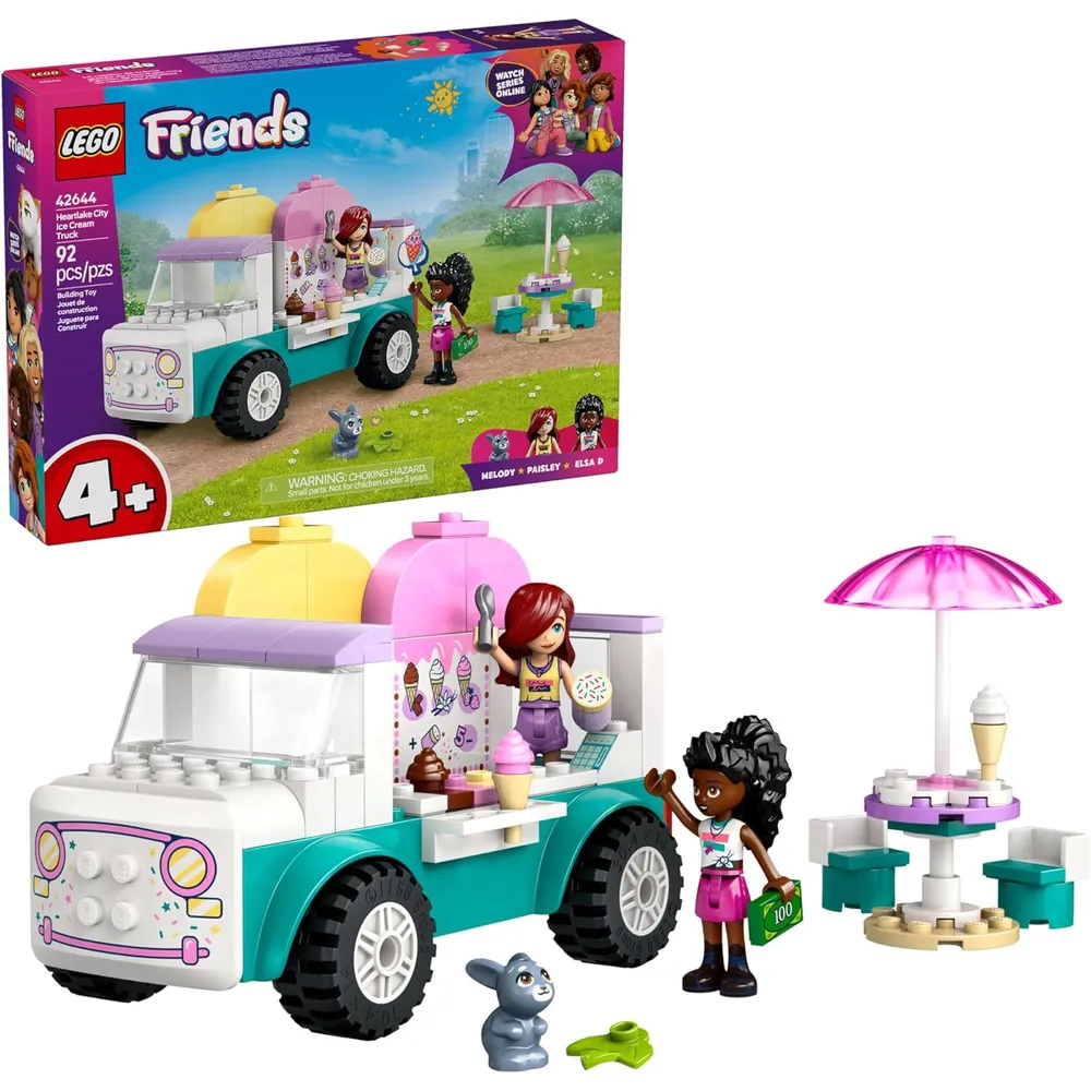 Lego Friends Camión de helados Heartlake City, juguete preescolar con minimuñecas