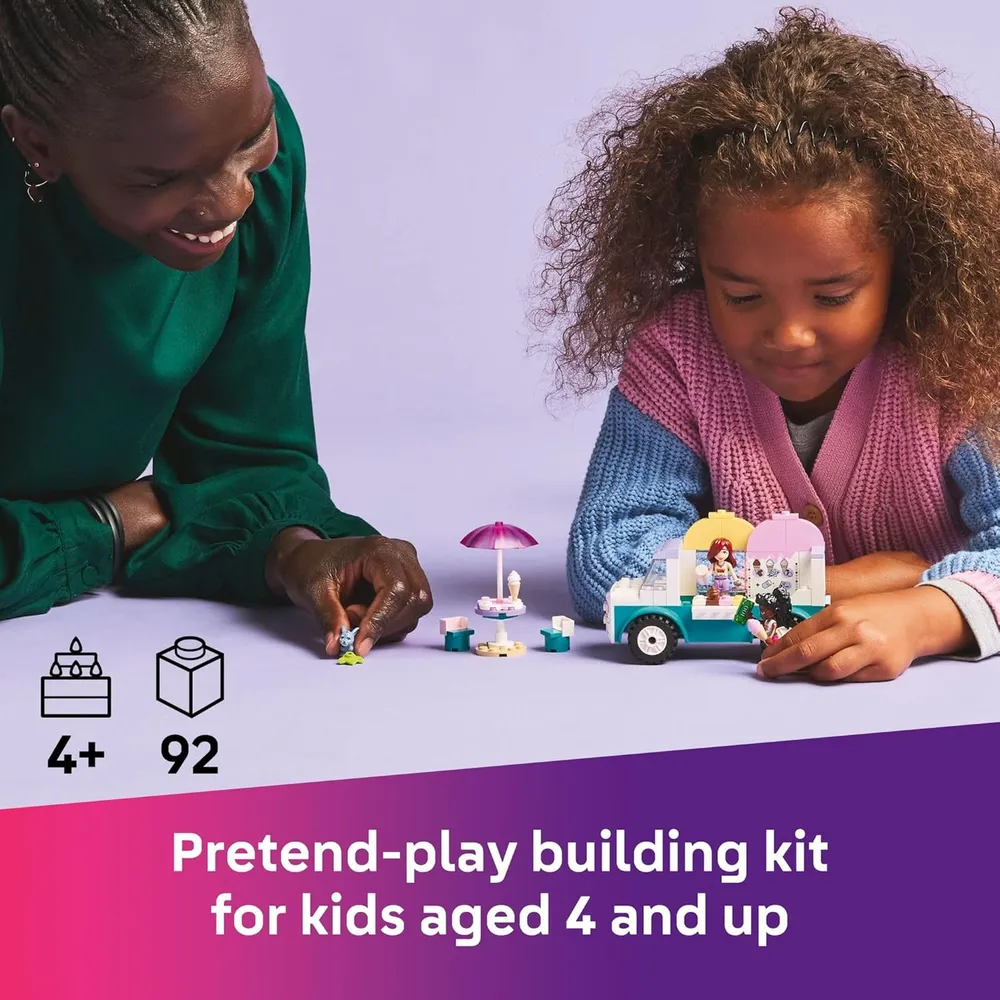 Lego Friends Camión de helados Heartlake City, juguete preescolar con minimuñecas