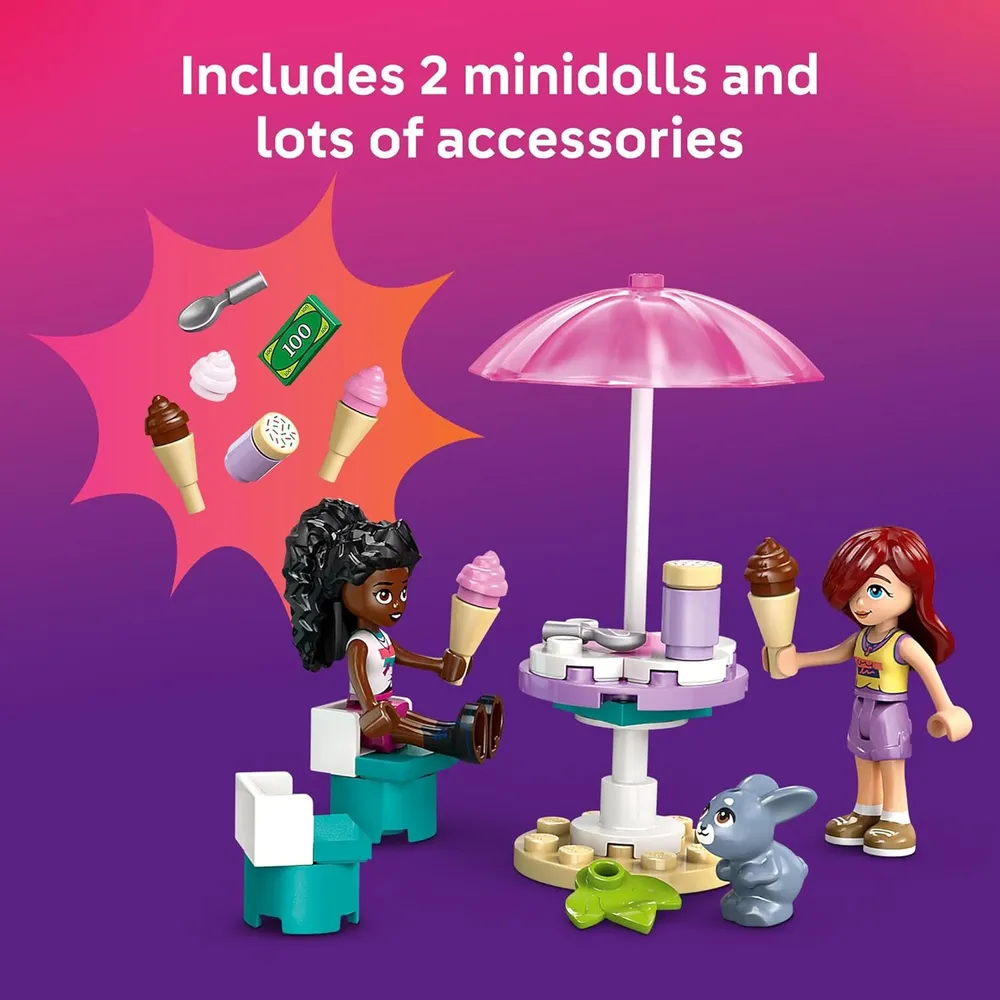 Lego Friends Camión de helados Heartlake City, juguete preescolar con minimuñecas