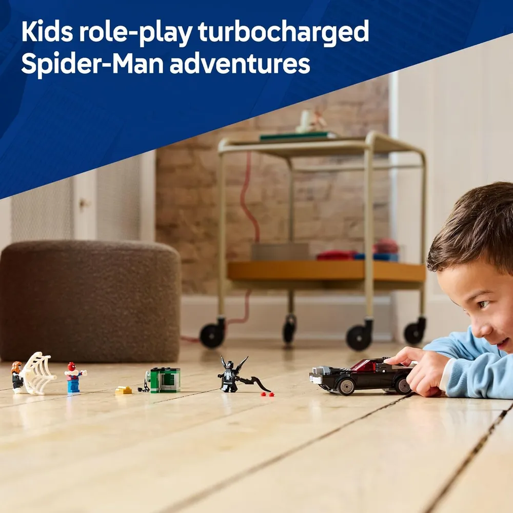 Lego Marvel Spider-Man vs. Venom, coche de juguete con minifiguras