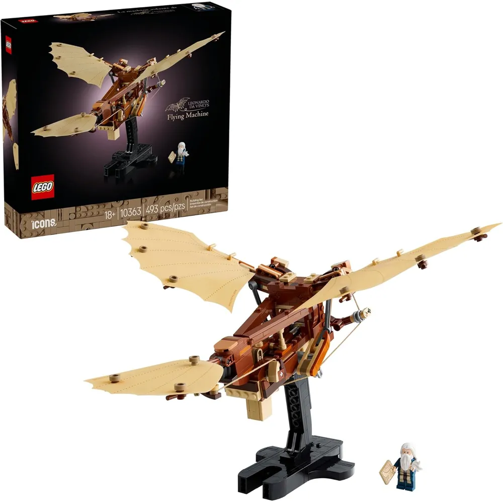 Lego Icons Ornitóptero de Leonardo da Vinci, kit coleccionable con soporte