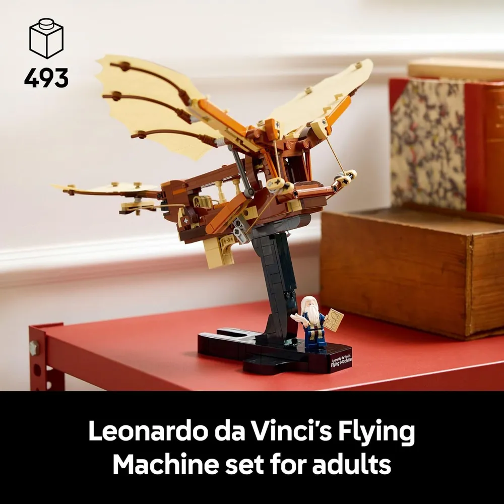 Lego Icons Ornitóptero de Leonardo da Vinci, kit coleccionable con soporte
